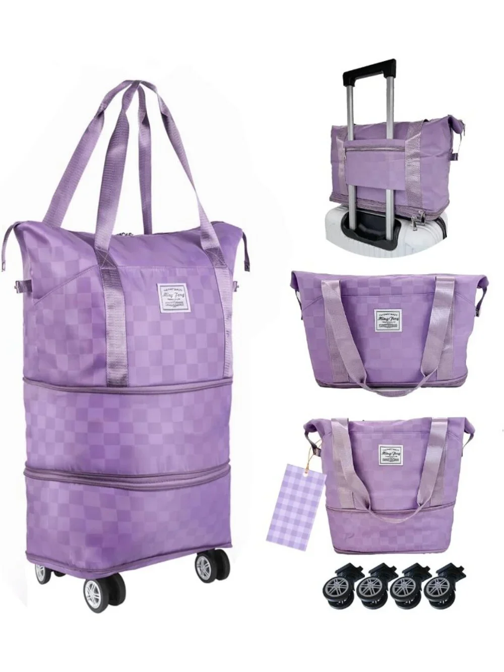 Expandable Rolling Duffel Bag - Large Carry-On with Wheels for Travel & Camping